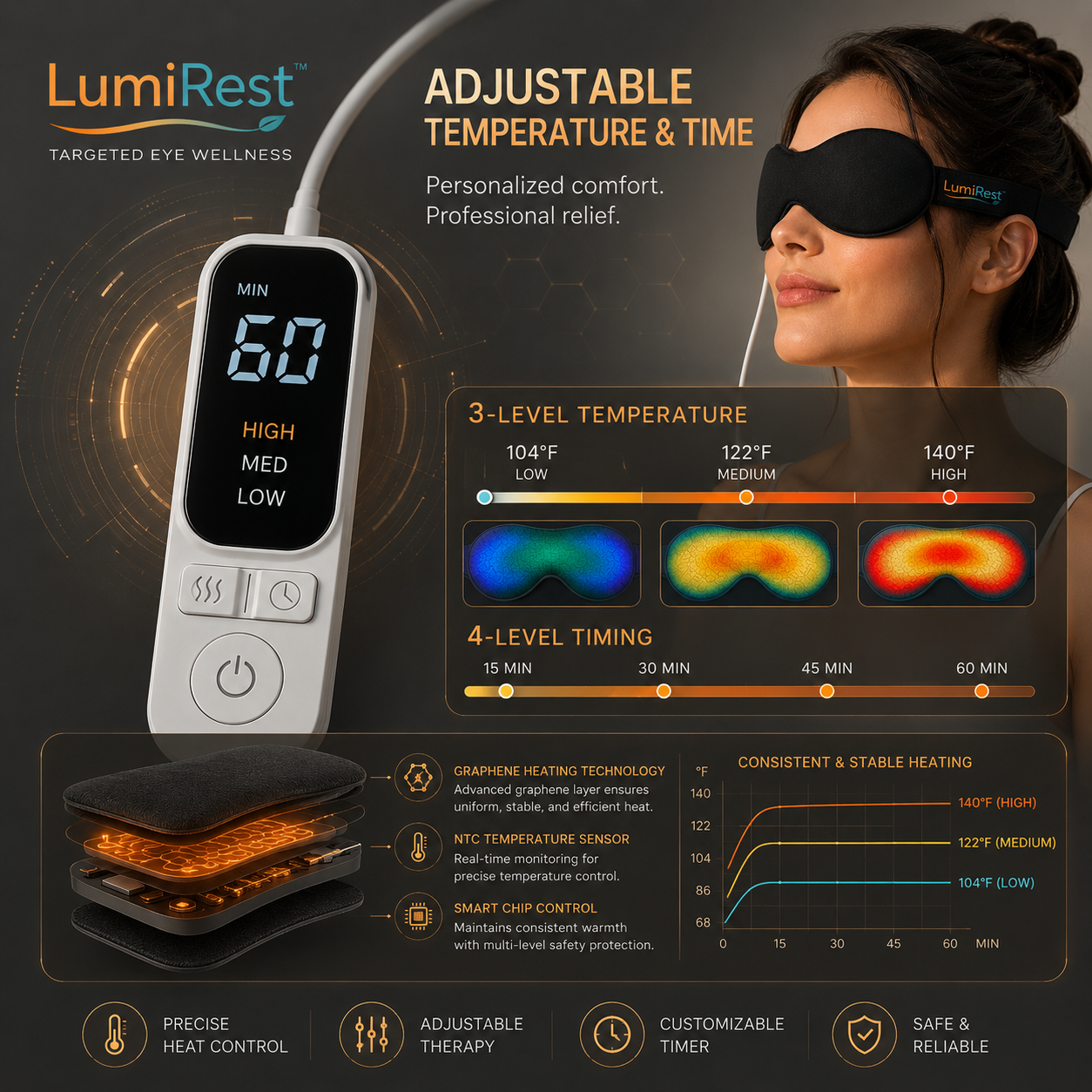 LumiRest™ Premium Graphene Warm Eye Mask